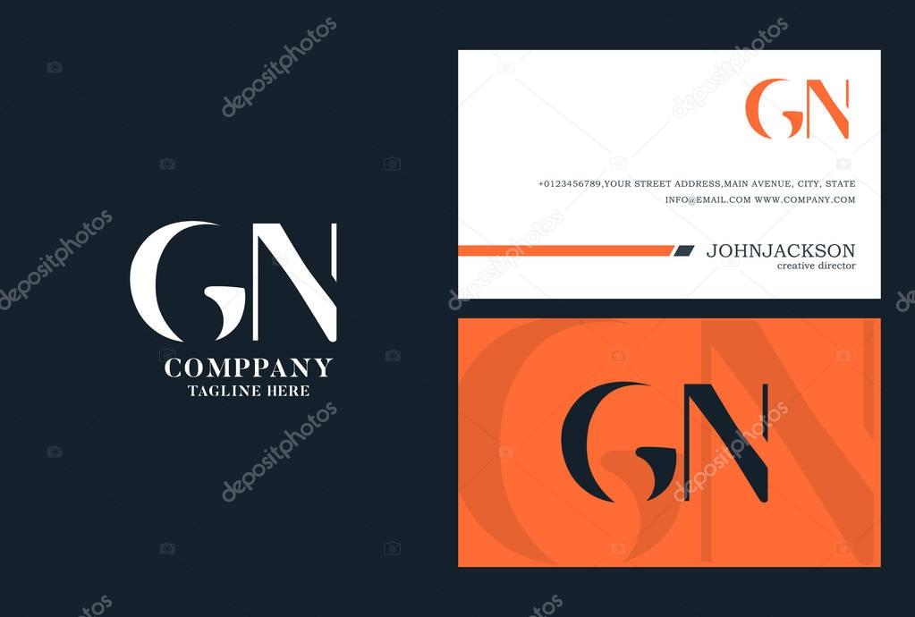 GN  Joint Letters Logo,Business Card Template, Vector