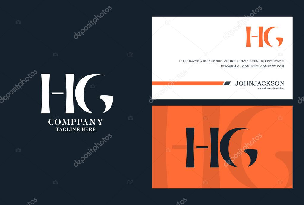 HG Joint Letters Logo,Business Card Template, Vector