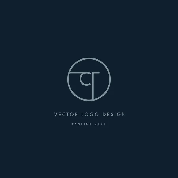 Logo redondo con letras CT — Vector de stock