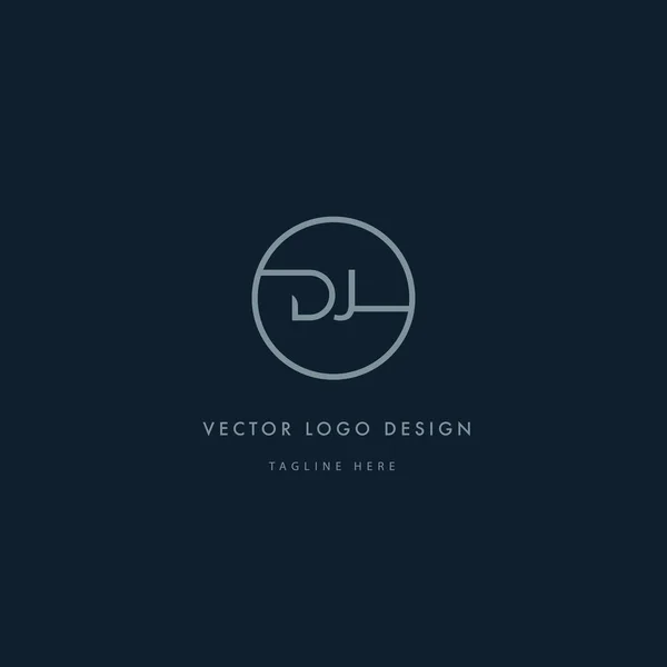 Logo redondo con letras DJ — Vector de stock