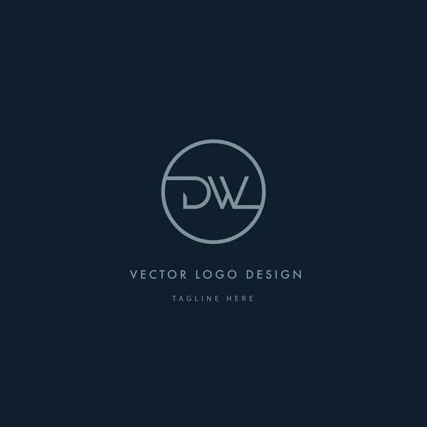 Logo redondo con letras DW — Vector de stock