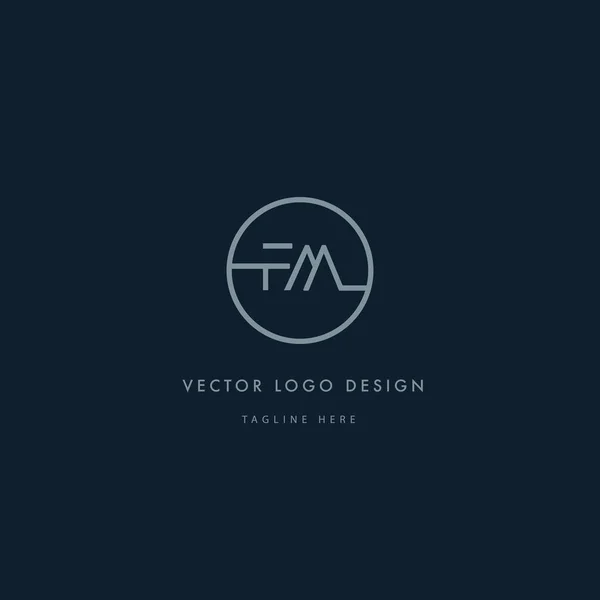 Kulaté logo s písmeny Fm — Stockový vektor