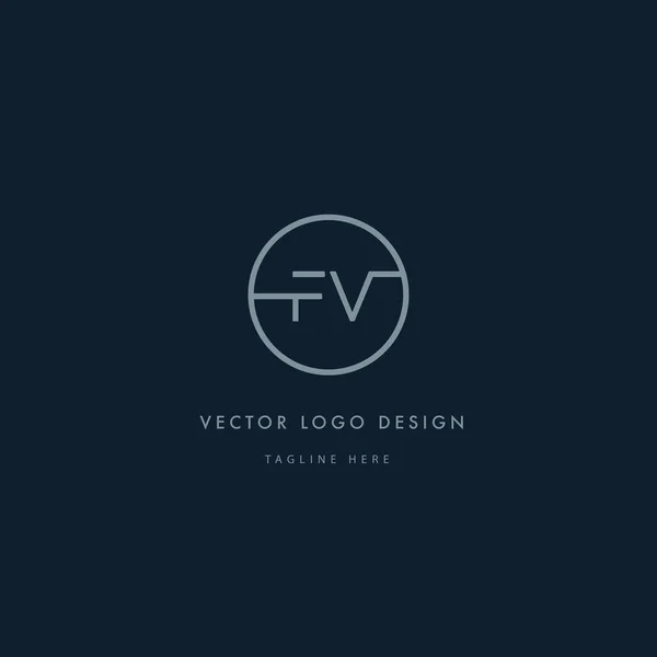 Logotipo redondo com letras FV —  Vetores de Stock