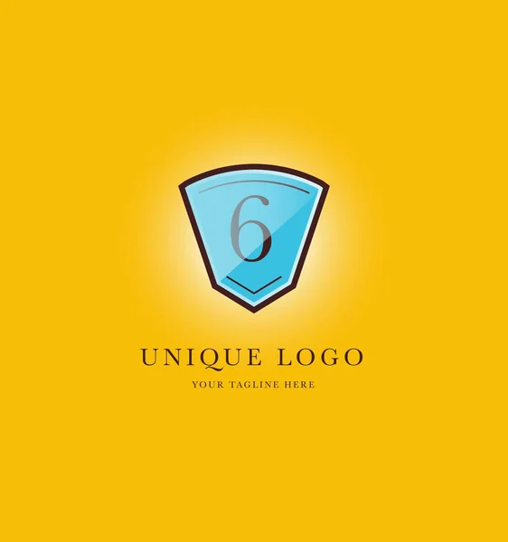 Numéro logo sur le bouclier — Image vectorielle