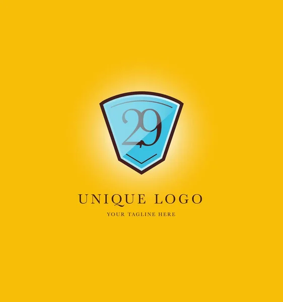 Número logotipo no escudo — Vetor de Stock