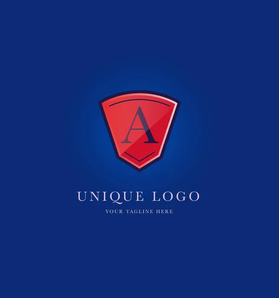 Bir Mektup Logo Kartvizit Şablonuyla Kalkan Şekli Simgesi Vektör Çizim — Stok Vektör