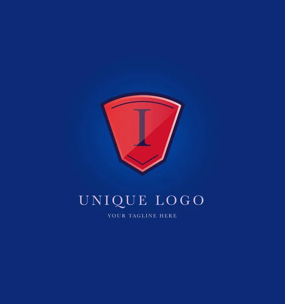 Logo Letra Icono Forma Escudo Con Plantilla Tarjeta Visita Ilustración — Archivo Imágenes Vectoriales