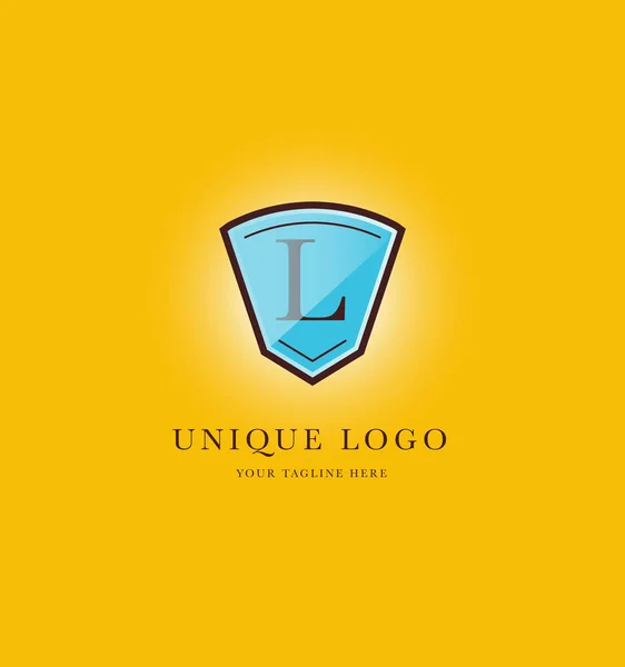 Logo Letra Icono Forma Escudo Con Plantilla Tarjeta Visita Ilustración — Vector de stock