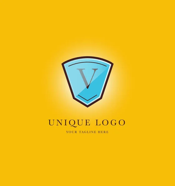 Logotipo Carta Ícone Forma Escudo Com Modelo Cartão Visita Ilustração —  Vetores de Stock