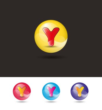 y 3d mektup tasarımı siyah arka plan vektör çizim 