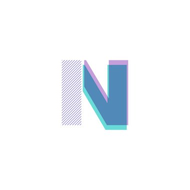n harfleri logo vektör çizim çizgi