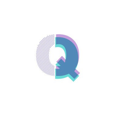 Vektör çizim tasarım multicolour harf Q logo