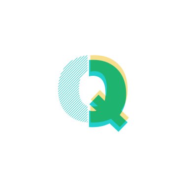 Vektör çizim tasarım multicolour harf Q logo