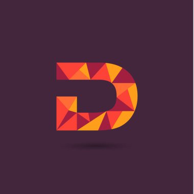 Vektör çizim tasarım çokgen D harfi logo 