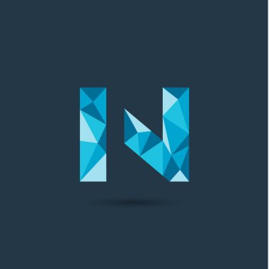 Vektör çizim tasarım çokgen N harfi logo 