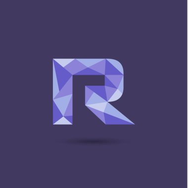 Vektör çizim tasarım çokgen R harfi logo 