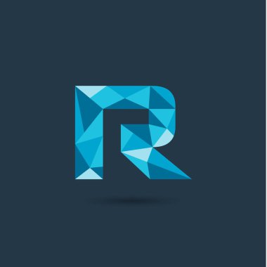 Vektör çizim tasarım çokgen R harfi logo 