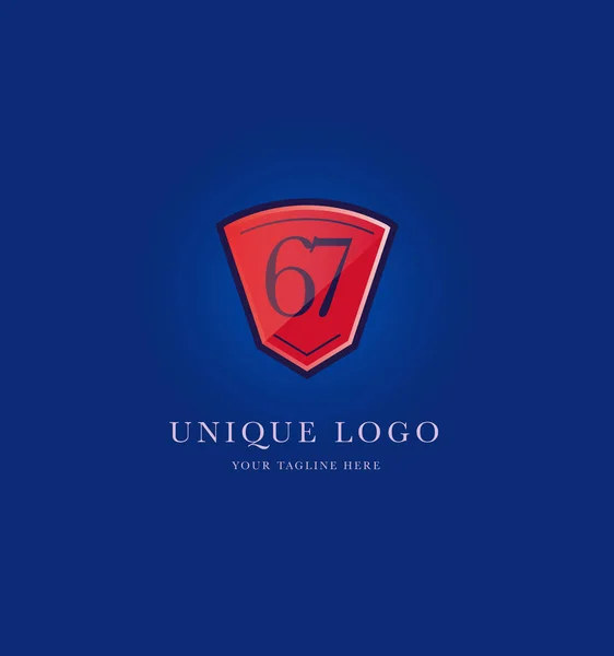 Número logotipo no escudo — Vetor de Stock