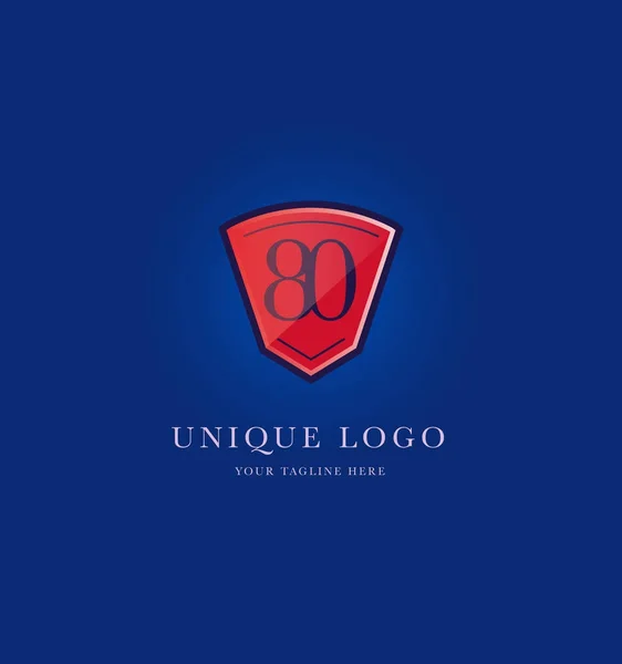 Logo numerico sullo scudo — Vettoriale Stock