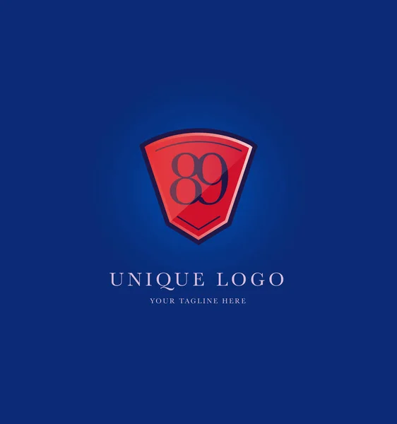 Logo numerico sullo scudo — Vettoriale Stock