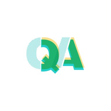 Vektör çizim tasarım multicolour ortak harf Qa logosu
