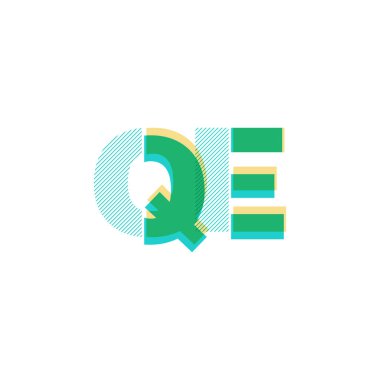Vektör çizim tasarım multicolour ortak harf Qe logosu