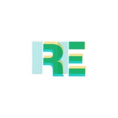 Vektör çizim tasarım multicolour ortak harfler Re logo
