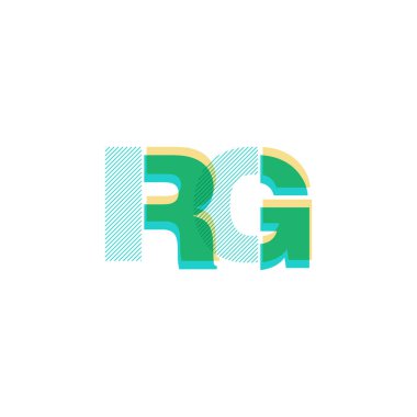 Vektör çizim tasarım multicolour ortak harf Rg logosu