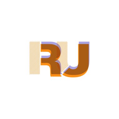 Vektör çizim tasarım multicolour ortak harf Ru logosu