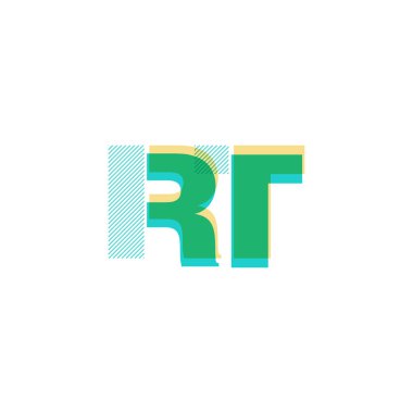 Vektör çizim tasarım multicolour ortak harf Rt logosu