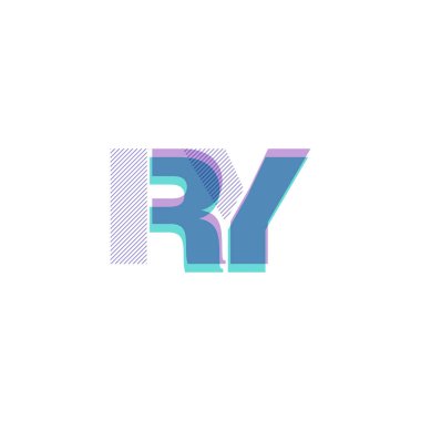 Vektör çizim tasarım multicolour ortak harf Ry logosu