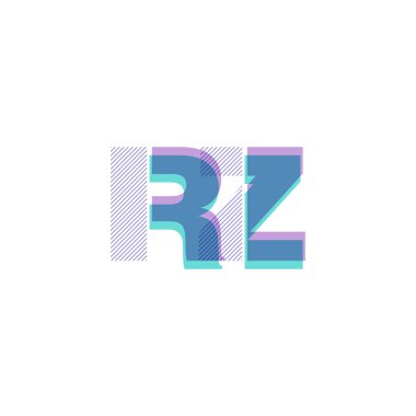 Vektör çizim tasarım multicolour ortak harf Rz logosu