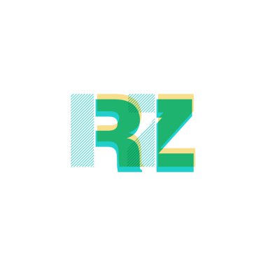 Vektör çizim tasarım multicolour ortak harf Rz logosu