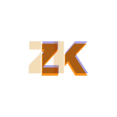 ZK harf logo vektör çizim çizgi