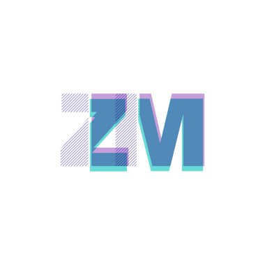 ZM harf logo vektör çizim çizgi