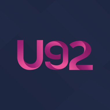 U92 mektup ve dijital numara logo simge