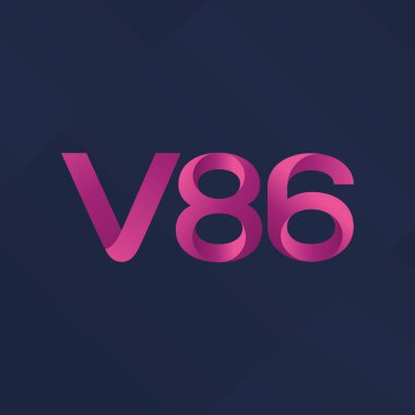 V86 mektup ve dijital numara logo simge