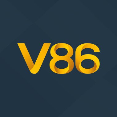 V86 mektup ve dijital numara logo simge