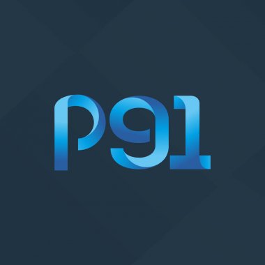 p91 ortak harf ve sayılar logo vektör çizim 