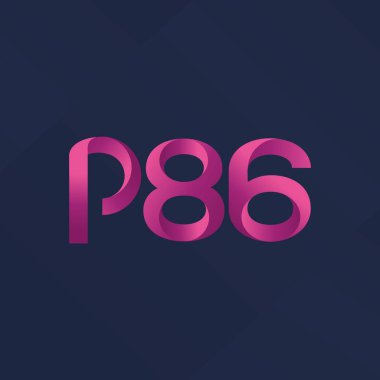 P86 ortak mektup ve sayı logo vektör çizim