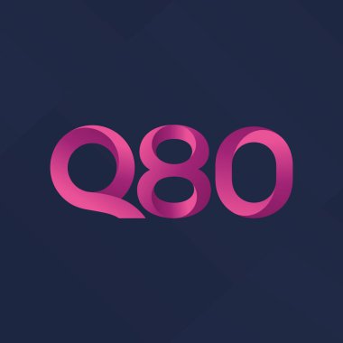 Q80 ortak mektup ve sayı logo vektör çizim