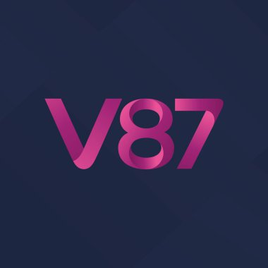 V87 mektup ve dijital numara logo simge