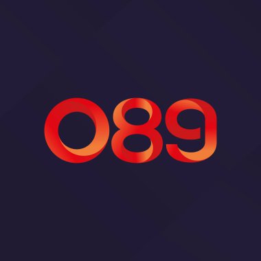 o89 ortak harf ve sayılar logo vektör çizim 