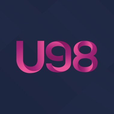 Modern U98 mektup ve dijital numara logo simge geometrik kurumsal kimlik, illüstrasyon vektör