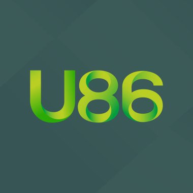 U86 mektup ve dijital numara logo simge