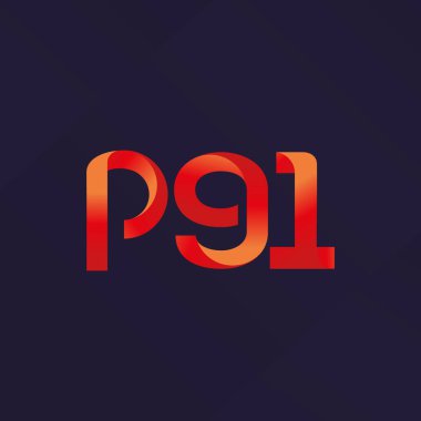 p91 ortak harf ve sayılar logo vektör çizim