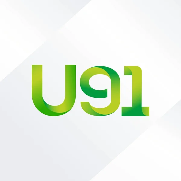 Ikon logo huruf dan nomor digital U91 - Stok Vektor