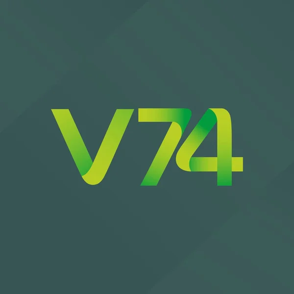 V74 letra e número digital logotipo ícone —  Vetores de Stock