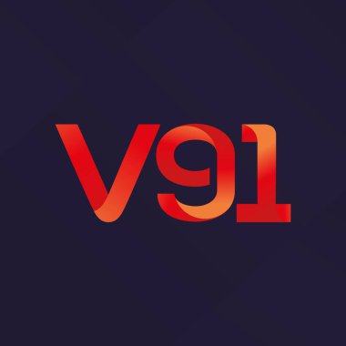 Modern V91 mektup ve dijital numara logo simge geometrik kurumsal kimlik, illüstrasyon vektör