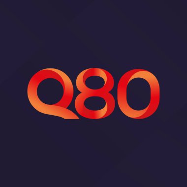 Q80 ortak mektup ve sayı logo vektör çizim